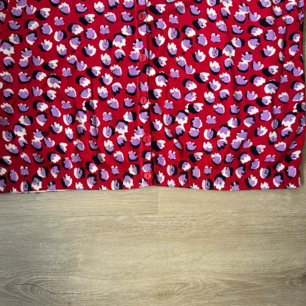 Talbots Cardigan Women L Petite Floral Button Front Career Work Layering Red - Picture 7 of 10